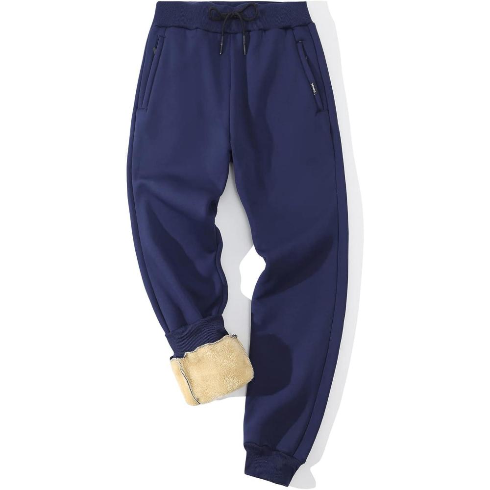 imageGihuo Men Sweatpants Sherpa Fleece Lined Sweatpants Winter Thermal Active Outdoor Sports Track Jogger Pants02 Navy