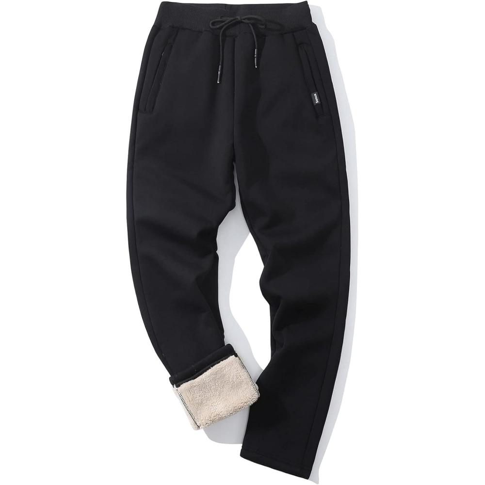 imageGihuo Men Sweatpants Sherpa Fleece Lined Sweatpants Winter Thermal Active Outdoor Sports Track Jogger Pants03 Black