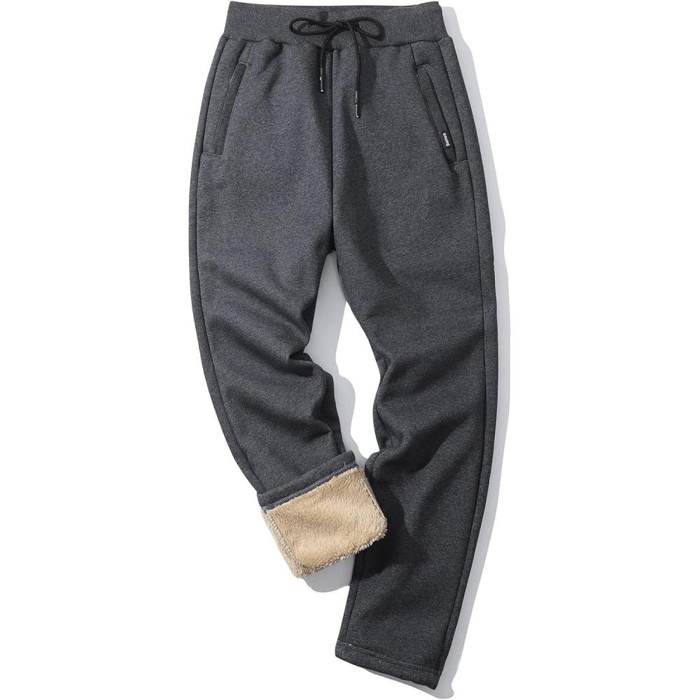 imageGihuo Men Sweatpants Sherpa Fleece Lined Sweatpants Winter Thermal Active Outdoor Sports Track Jogger Pants03 Dark Grey