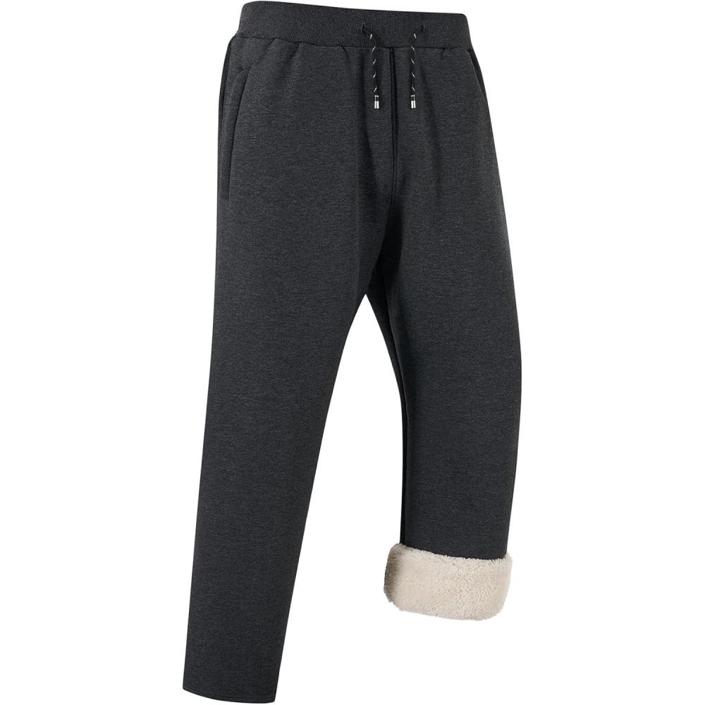 imageGihuo Mens Winter Warm Fleece Pants Sherpa Fleece Lined Jogger Pants Sweatpants01 Greystraight Cuffs