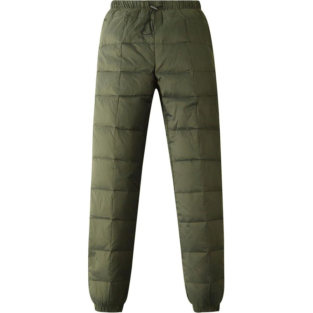 imageGihuo Snow Pants Womens Winter Windproof Down Pants Warm Outdoor Ski Pants Padded Loose Ultralight Warm TrousersArmy