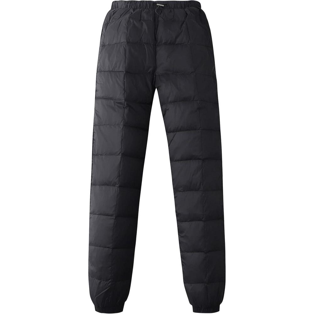 imageGihuo Snow Pants Womens Winter Windproof Down Pants Warm Outdoor Ski Pants Padded Loose Ultralight Warm TrousersBlack