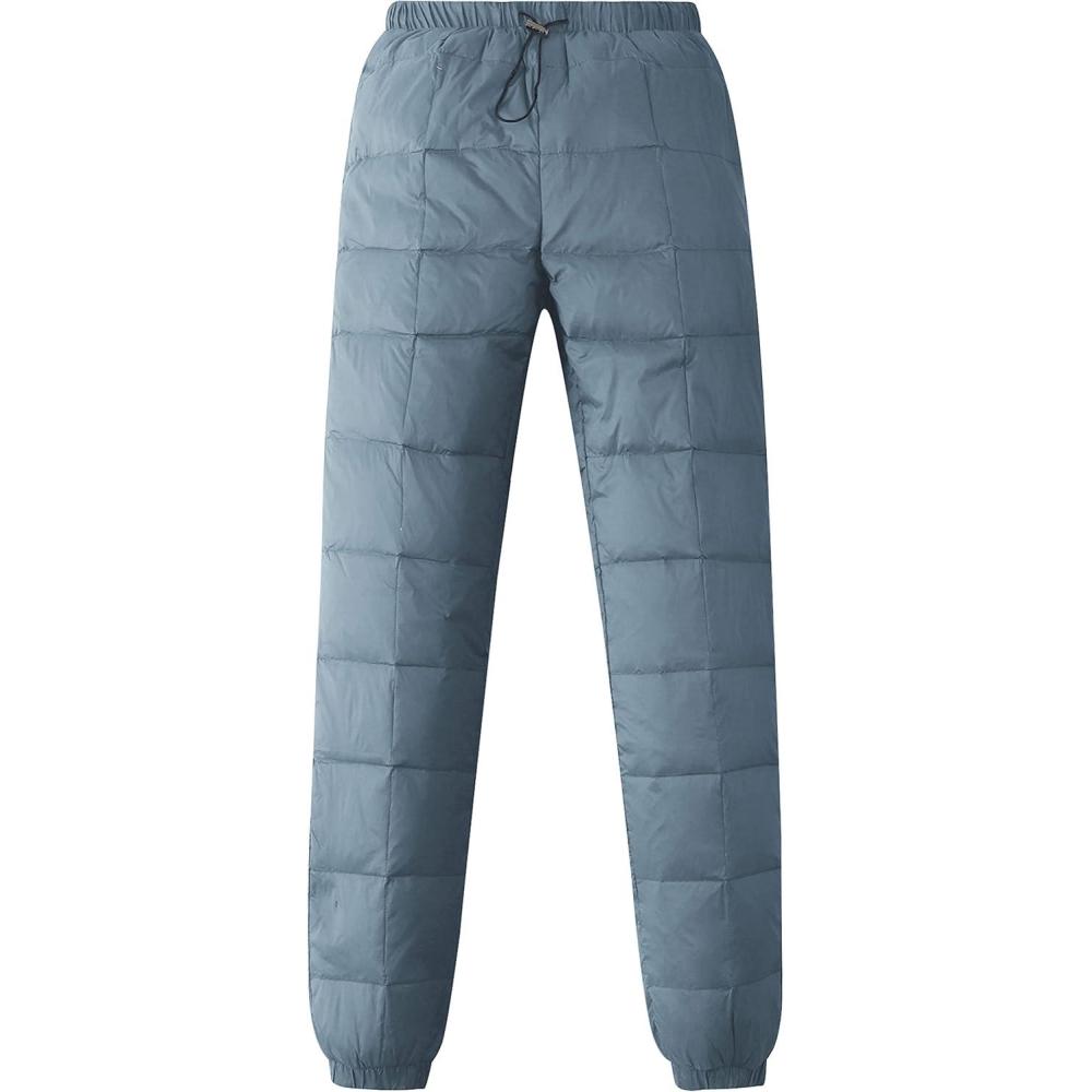 imageGihuo Snow Pants Womens Winter Windproof Down Pants Warm Outdoor Ski Pants Padded Loose Ultralight Warm TrousersGrayblue