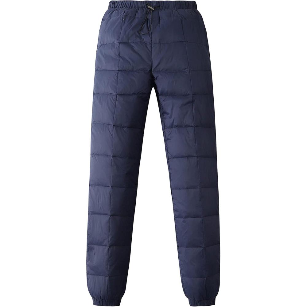 imageGihuo Snow Pants Womens Winter Windproof Down Pants Warm Outdoor Ski Pants Padded Loose Ultralight Warm TrousersNavy