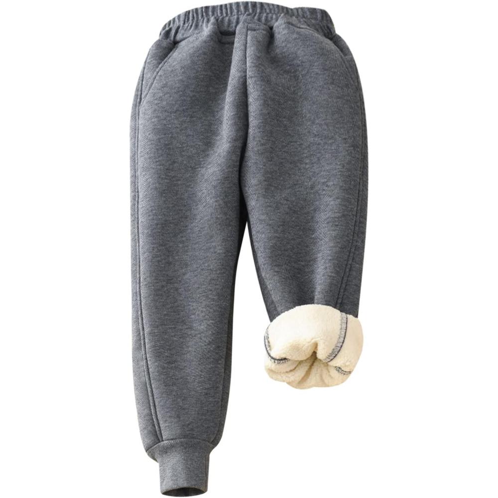 imageGihuo Unisex Boys Girls Winter Warm Sherpa Lined Sweatpants JoggerDarkgrey