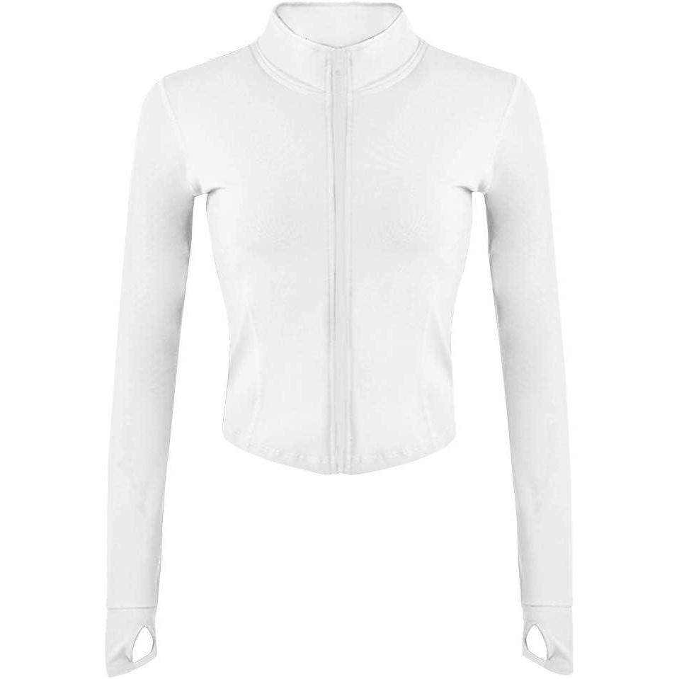 imageGihuo Womens Athletic Full Zip Lightweight Workout Jacket with Thumb HolesWhite