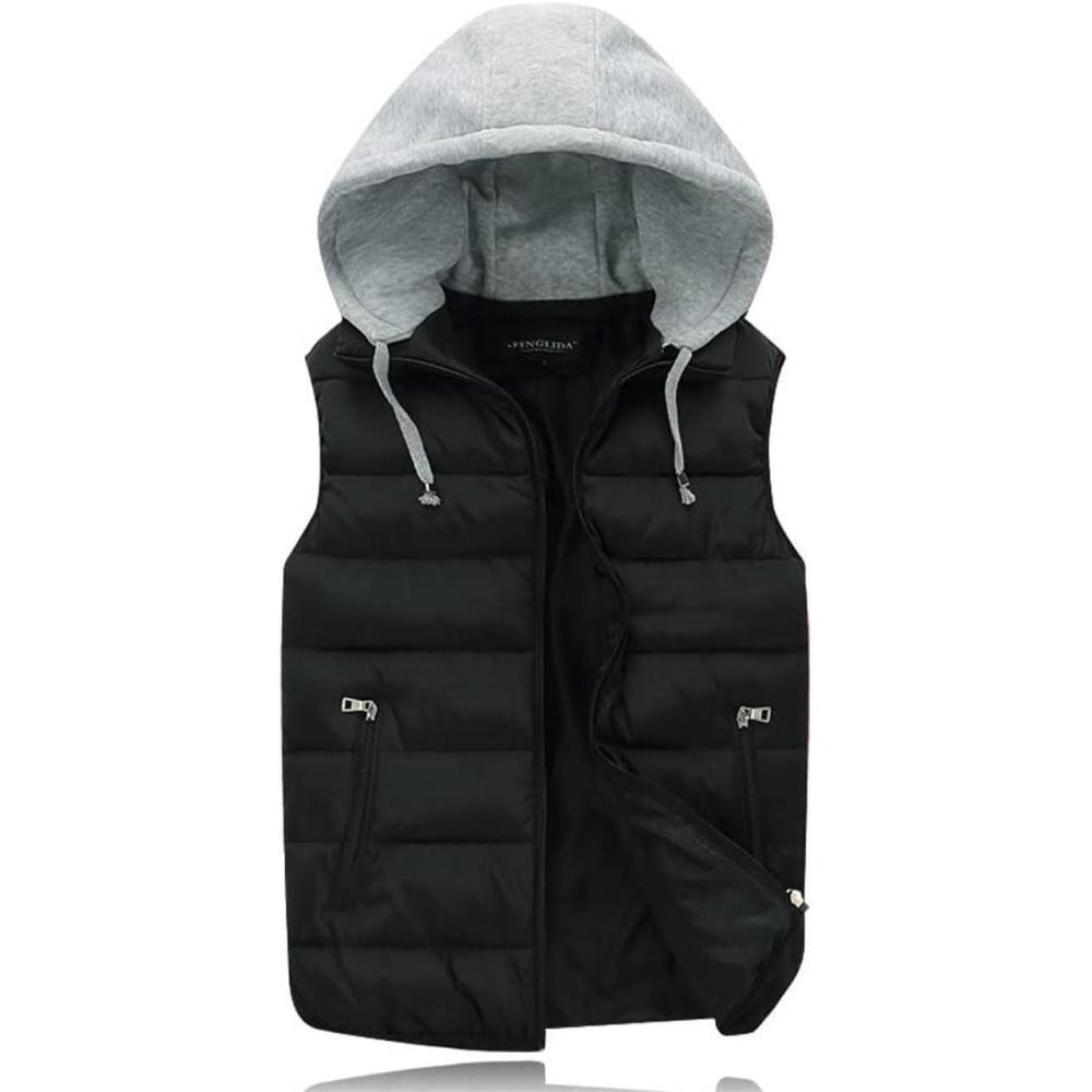 imageGihuo Womens Puffer Vest Zip Up Quilted Padded Winter Sleeveless Hooded Vest Gilet Warm Jacket Outerwear Vest02BlackLarge