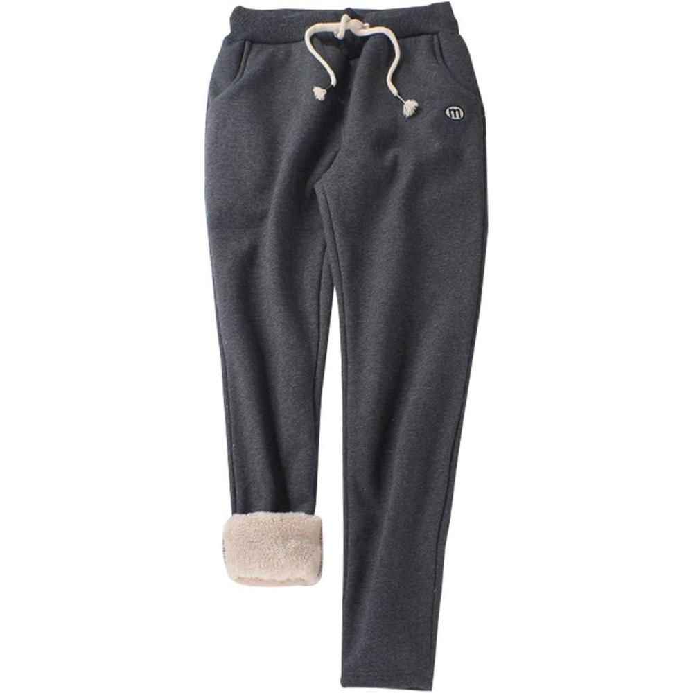 imageGihuo Womens Sherpa Lined Sweatpants Winter Casual Jogger Sweat Pants Warm Athletic Thermal Fleece Lining Lounge PantsDark Grey