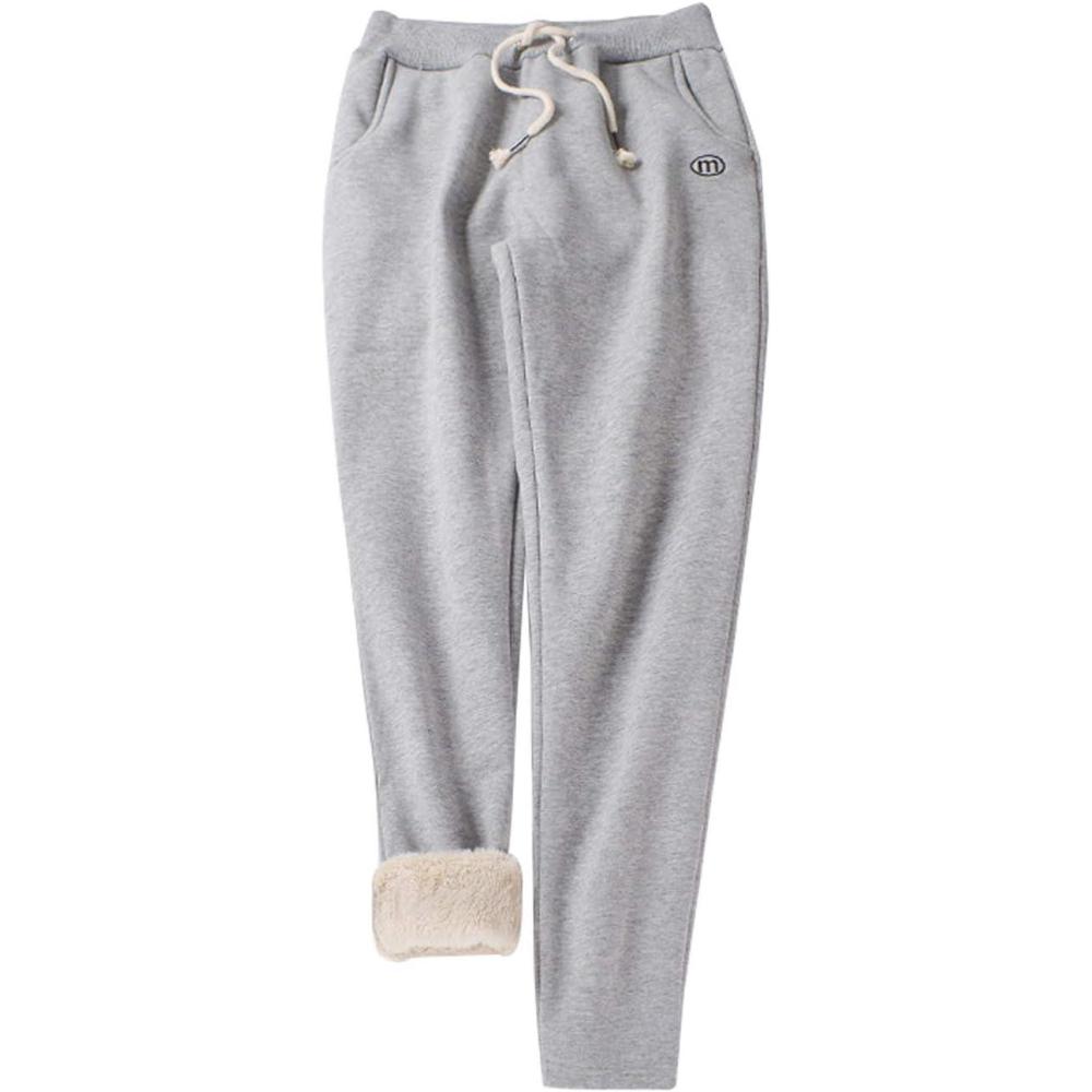 imageGihuo Womens Sherpa Lined Sweatpants Winter Casual Jogger Sweat Pants Warm Athletic Thermal Fleece Lining Lounge PantsLight Grey