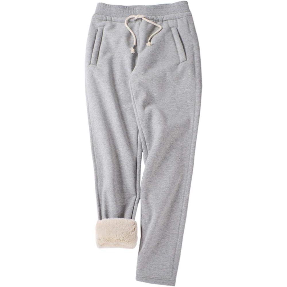 imageGihuo Womens Sherpa Lined Sweatpants Winter Warm Fleece Lined Sweatpants with Pockets Fleece Jogger Pants2 Light Grey