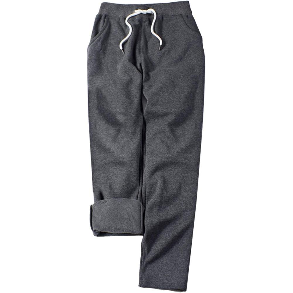 imageGihuo Womens Sweatpants Warm Fleece Sweatpants Winter Sherpa Lined Joggers PantsDark Grey