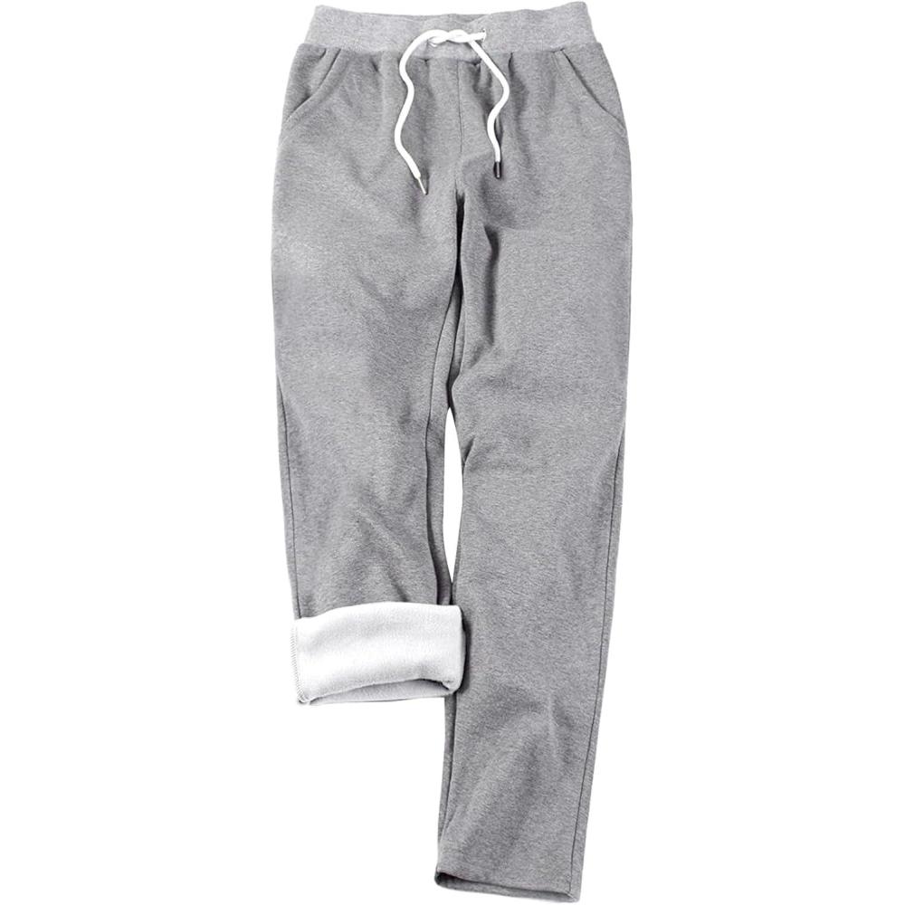 imageGihuo Womens Sweatpants Warm Fleece Sweatpants Winter Sherpa Lined Joggers PantsLight Grey