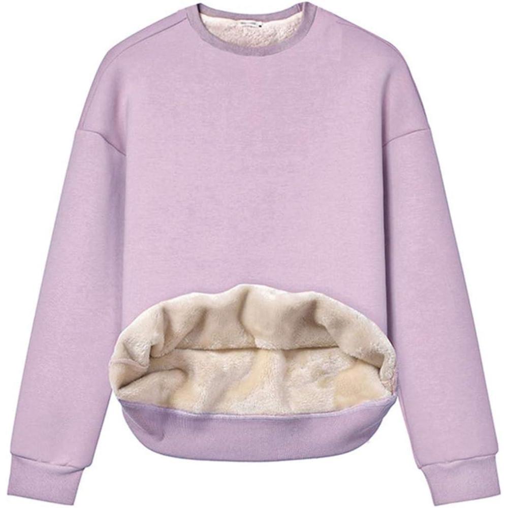 imageGihuo Womens Winter Fleece Sherpa Lined Crewneck Pullover SweatshirtLight Purple