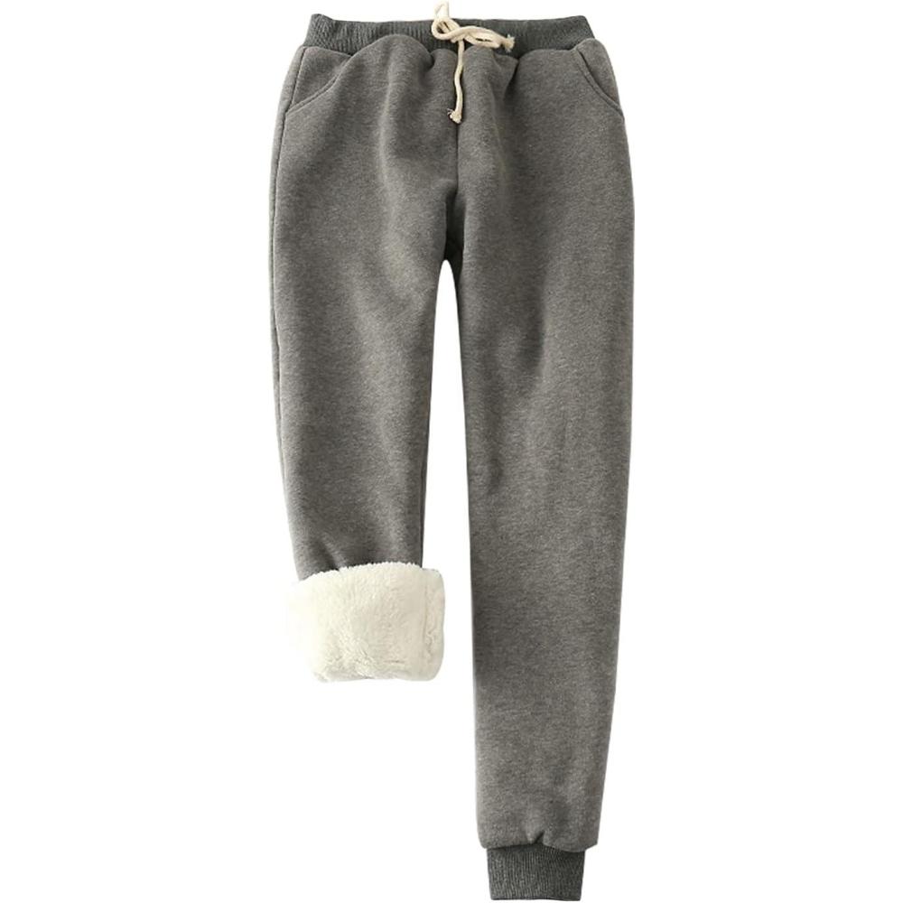 imageGihuo Womens Winter Warm Fleece Pants Sherpa Lined Sweatpants Jogger Track Pants Athletic Active Lounge PantsDark Grey