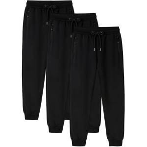Gihuo 3 Pack Mens Athletic Pants Workout Sweatpants for Men Gym Running Sweat Pants Joggers with Pockets(Blackblackblack)