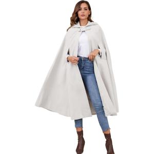 Gihuo Cape Poncho Women’s Hooded Maxi Cloak Coat Winter Warm Long Cloak Cosplay Costumes Outerwear(Beige)