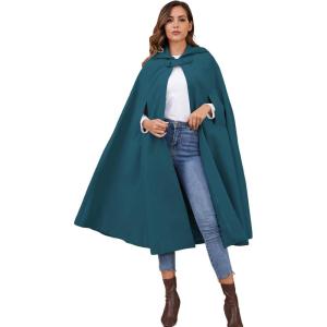Gihuo Cape Poncho Women’s Hooded Maxi Cloak Coat Winter Warm Long Cloak Cosplay Costumes Outerwear(Darkblue)