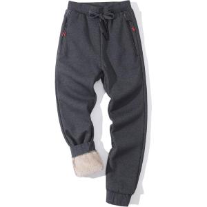 Gihuo Men Sweatpants Sherpa Fleece Lined Sweatpants Winter Thermal Active Outdoor Sports Track Jogger Pants(01 Darkgrey)