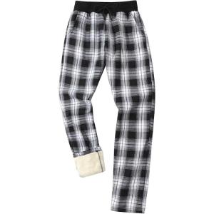 Gihuo Men’s Winter Fleece Pants Sherpa Lined Sweatpants Active Running Jogger Pants(#2 Plaid (Straight Cuff))