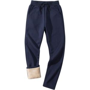 Gihuo Men’s Winter Fleece Pants Sherpa Lined Sweatpants Active Running Jogger Pants(#2 Royalblue (Straight Cuff))