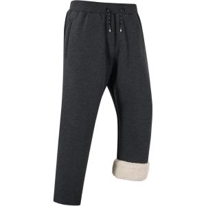 Gihuo Men’s Winter Warm Fleece Pants Sherpa Fleece Lined Jogger Pants Sweatpants(01 Grey(straight Cuffs))