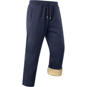 Gihuo Men’s Winter Warm Fleece Pants Sherpa Fleece Lined Jogger Pants Sweatpants(01 Navy(straight Cuffs))