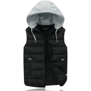 Gihuo Women’s Puffer Vest Zip Up Quilted Padded Winter Sleeveless Hooded Vest Gilet Warm Jacket Outerwear Vest(-02Black-Large)