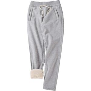 Gihuo Women’s Sherpa Lined Sweatpants Winter Warm Fleece Lined Sweatpants with Pockets Fleece Jogger Pants(2# Light Grey)