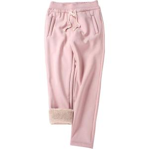 Gihuo Women’s Sherpa Lined Sweatpants Winter Warm Fleece Lined Sweatpants with Pockets Fleece Jogger Pants(2# Pink)