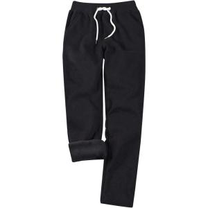 Gihuo Womens Sweatpants Warm Fleece Sweatpants Winter Sherpa Lined Joggers Pants(Black)