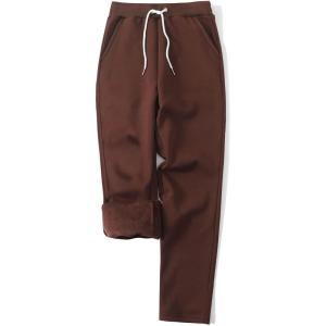 Gihuo Womens Sweatpants Warm Fleece Sweatpants Winter Sherpa Lined Joggers Pants(Brown)