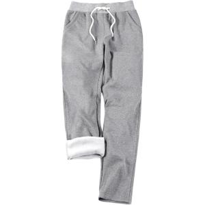Gihuo Womens Sweatpants Warm Fleece Sweatpants Winter Sherpa Lined Joggers Pants(Light Grey)