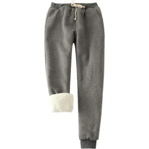 Gihuo Women’s Winter Warm Fleece Pants Sherpa Lined Sweatpants Jogger Track Pants Athletic Active Lounge Pants(Dark Grey)
