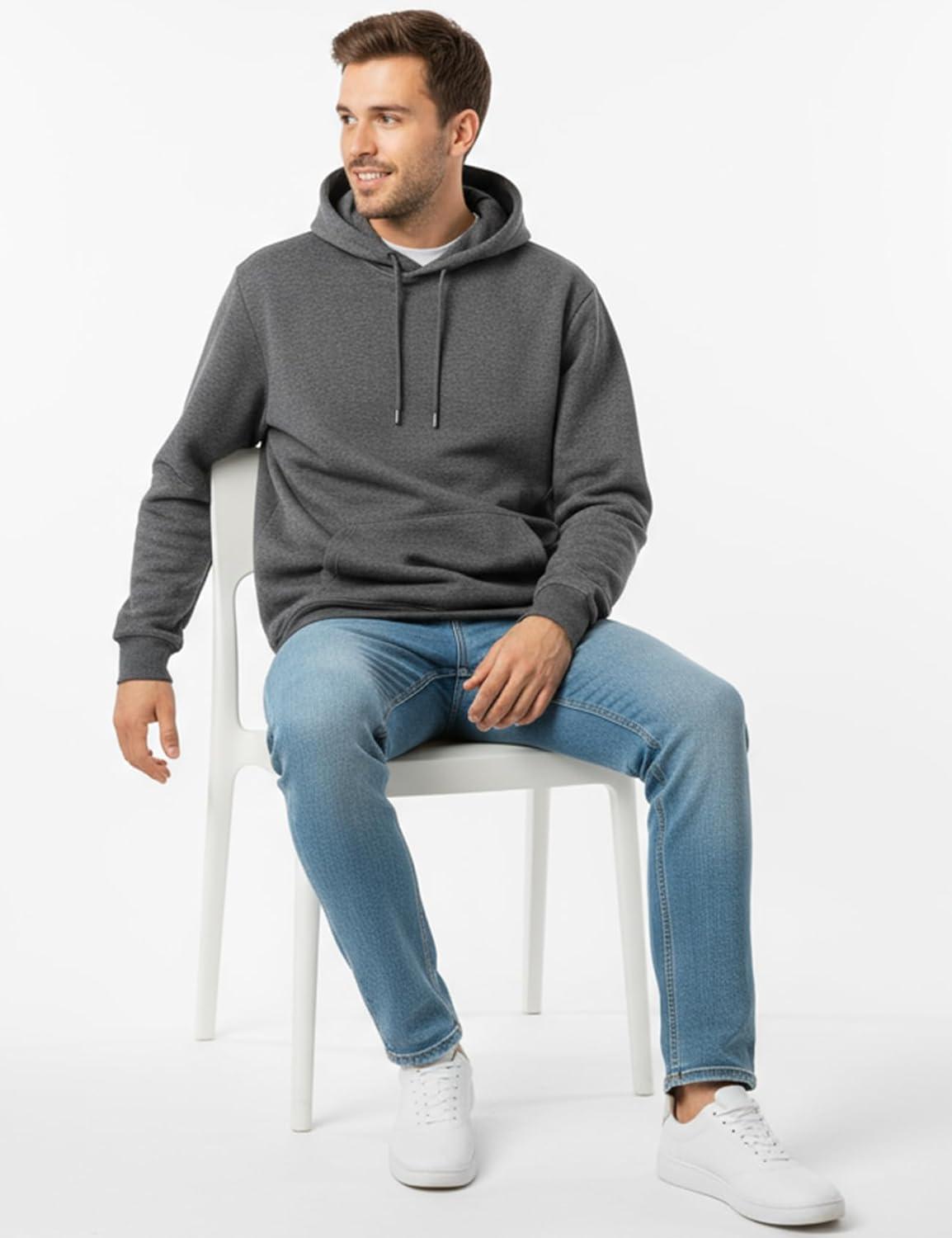 imageGihuo Hoodies for Men Casual Essentials Hoodie Fleece Lined Cotton Pullover Mens Sweatshirt with PocketsDarkgrey