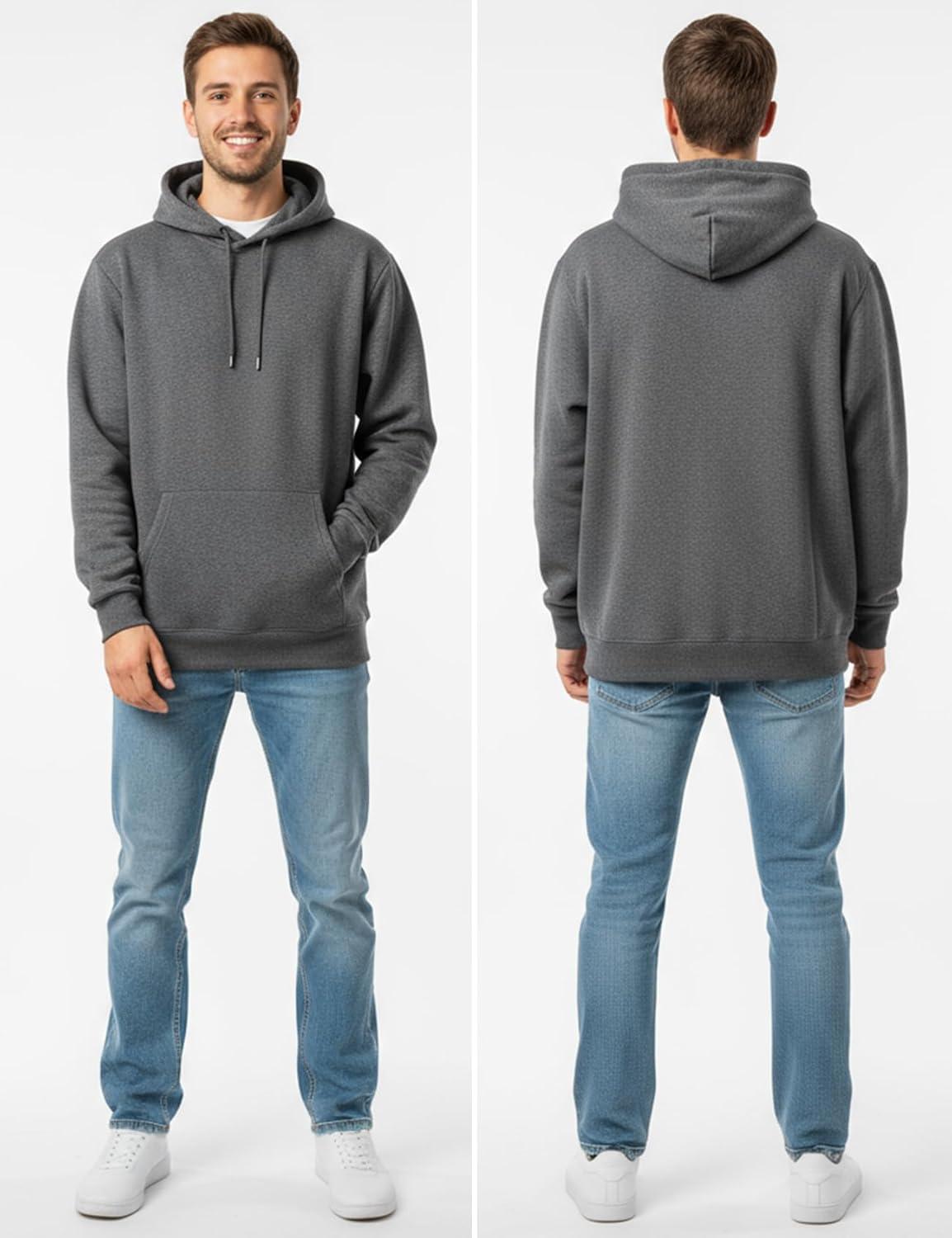 imageGihuo Hoodies for Men Casual Essentials Hoodie Fleece Lined Cotton Pullover Mens Sweatshirt with PocketsDarkgrey