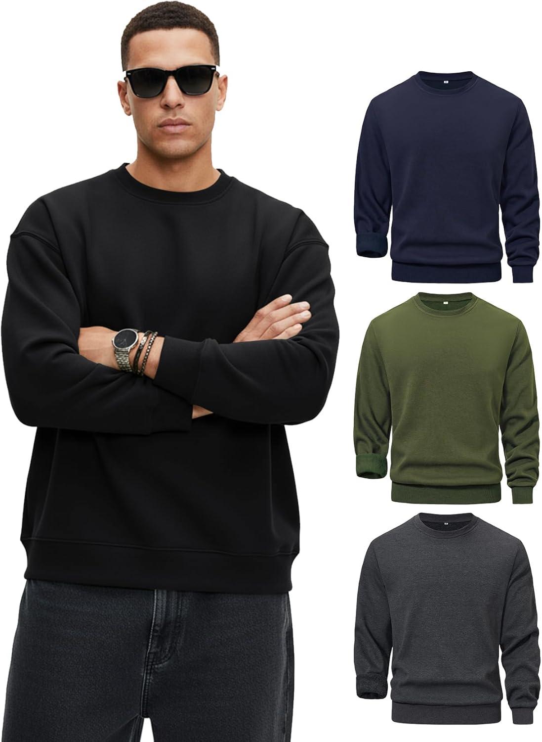 imageGihuo Mens Crewneck Sweatshirt Soft Fleece Pullover Casual Comfortable Sweatshirt for Men Classic FitBlack