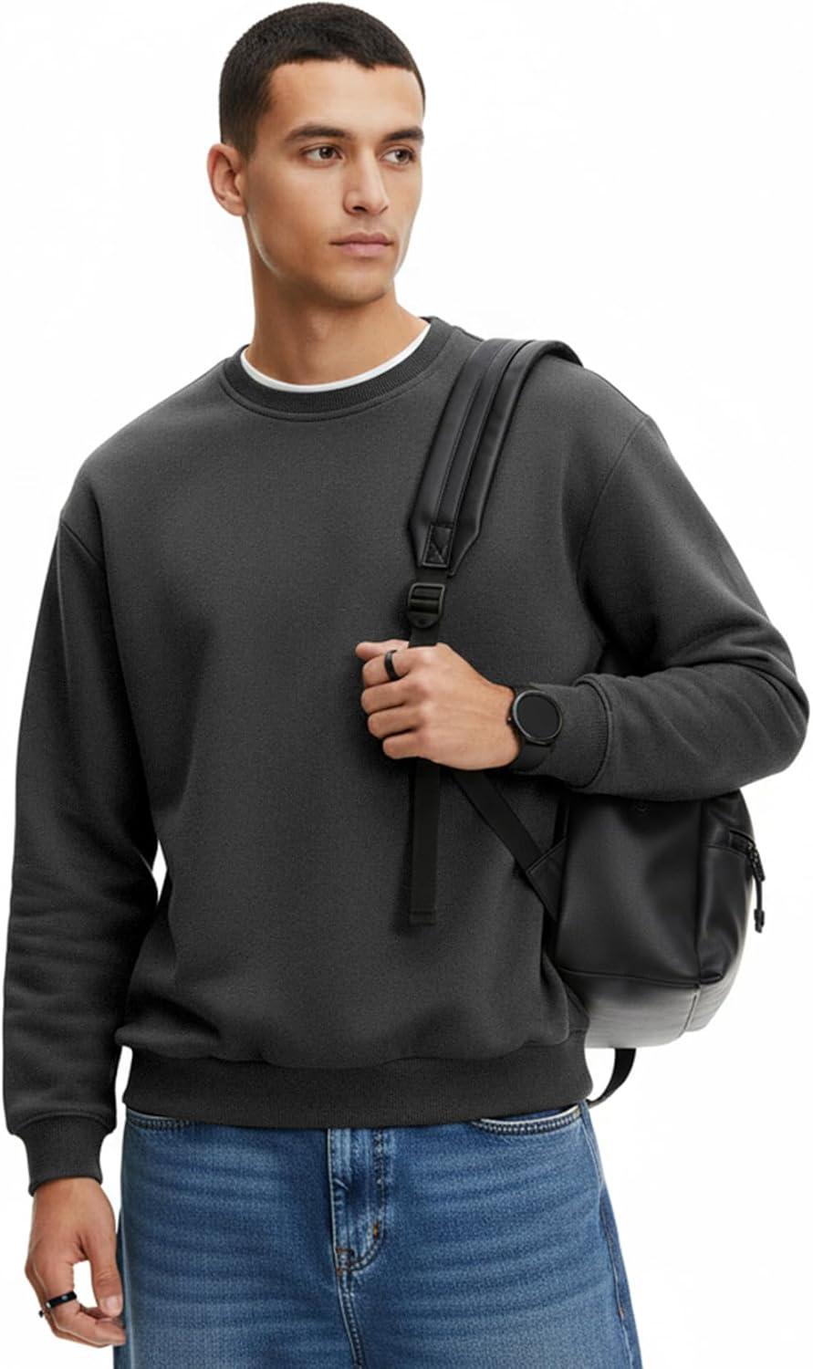 imageGihuo Mens Crewneck Sweatshirt Soft Fleece Pullover Casual Comfortable Sweatshirt for Men Classic FitDarkgrey