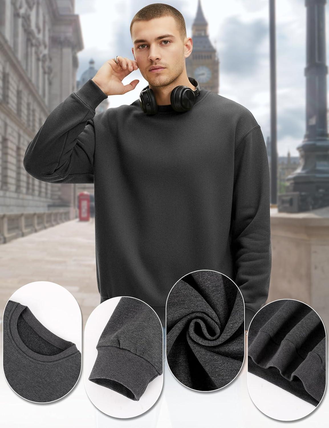 imageGihuo Mens Crewneck Sweatshirt Soft Fleece Pullover Casual Comfortable Sweatshirt for Men Classic FitDarkgrey