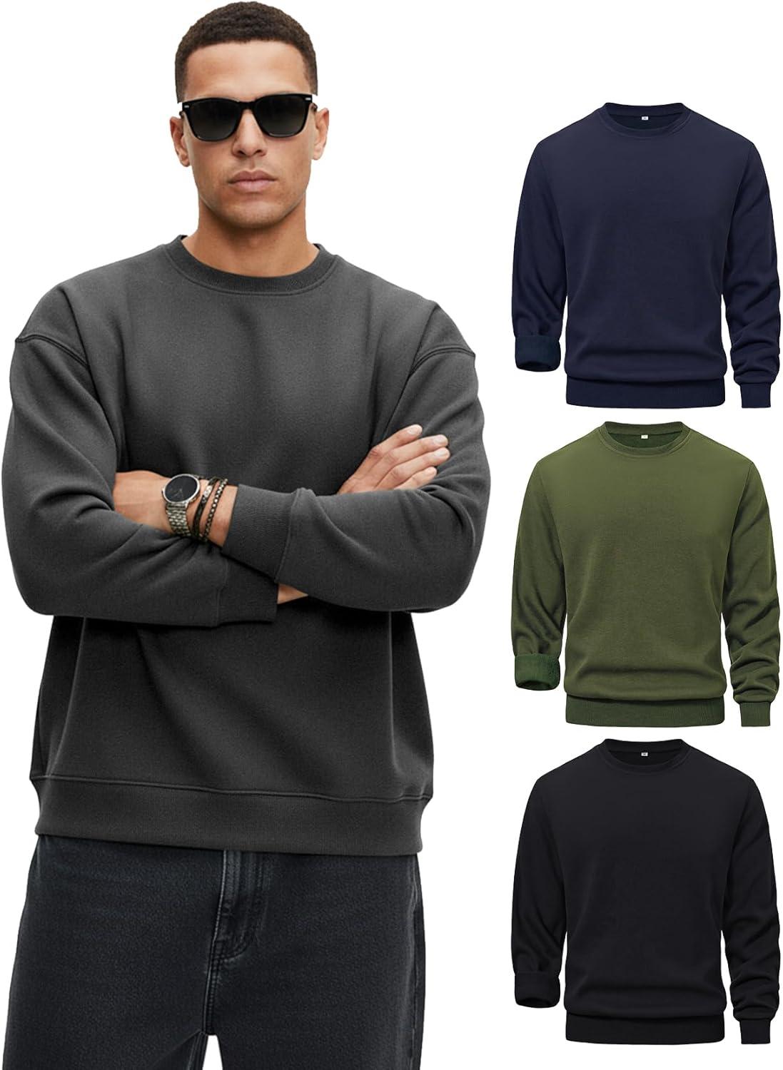 imageGihuo Mens Crewneck Sweatshirt Soft Fleece Pullover Casual Comfortable Sweatshirt for Men Classic FitDarkgrey