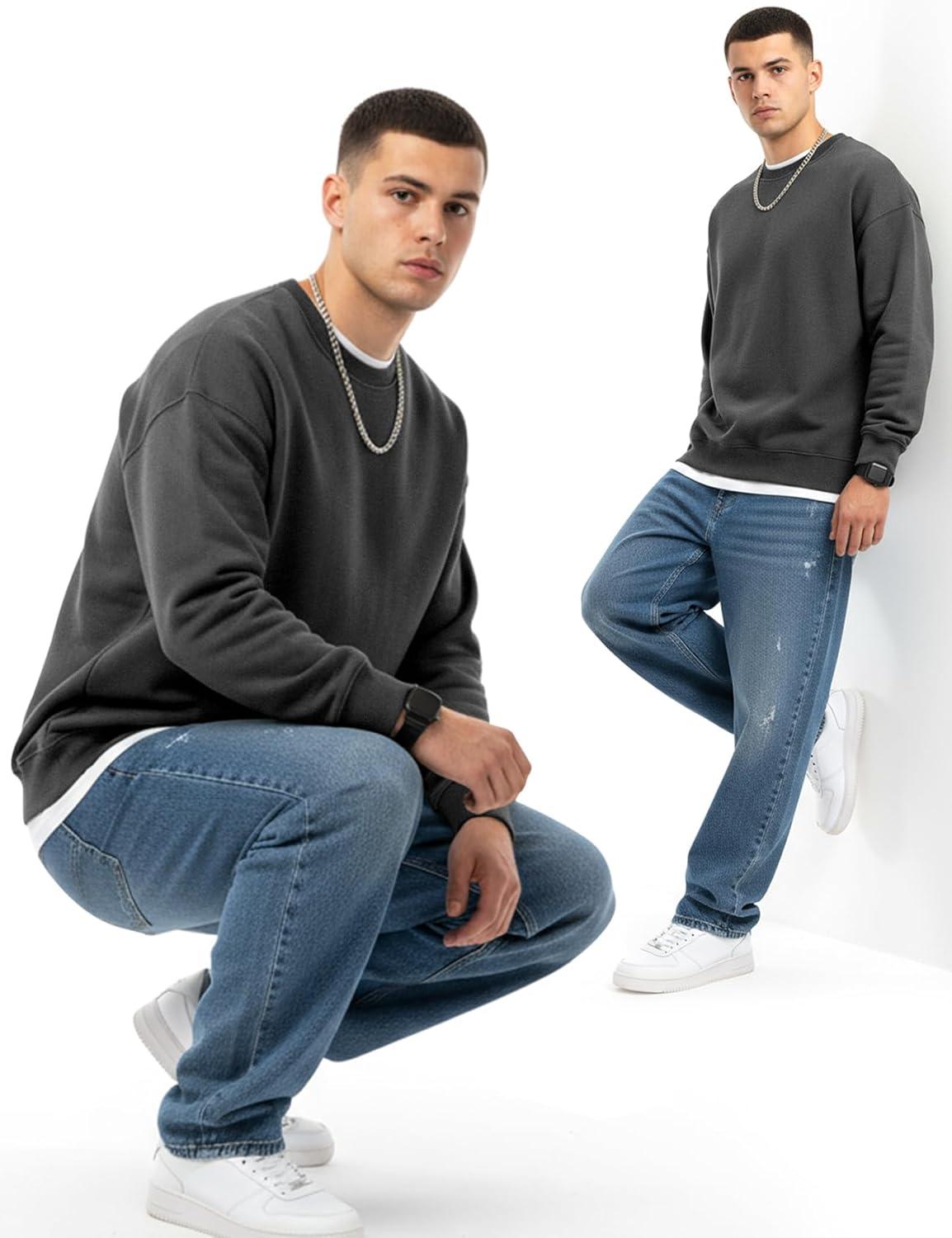 imageGihuo Mens Crewneck Sweatshirt Soft Fleece Pullover Casual Comfortable Sweatshirt for Men Classic FitDarkgrey