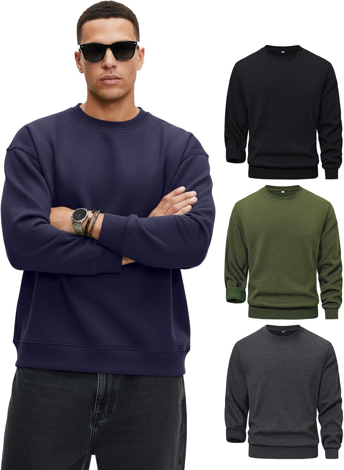 imageGihuo Mens Crewneck Sweatshirt Soft Fleece Pullover Casual Comfortable Sweatshirt for Men Classic FitNavy