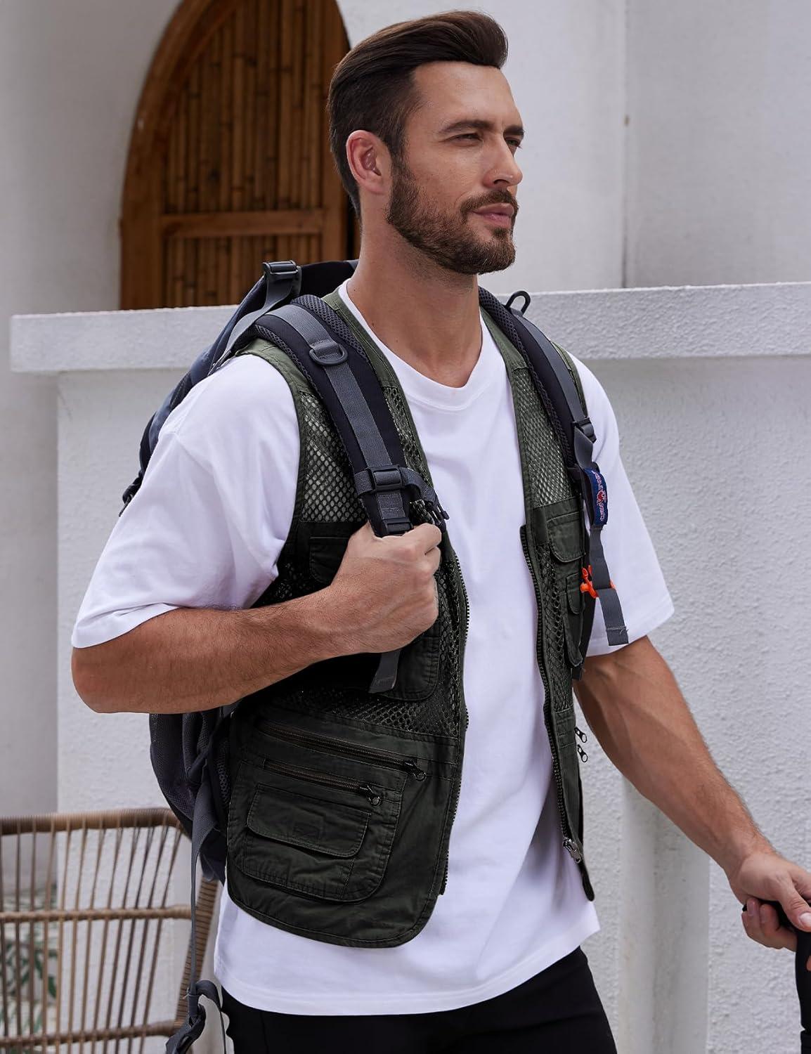 imageGihuo Mens Fishing Safari Vest with Pockets for Summer TravelArmy Green 02