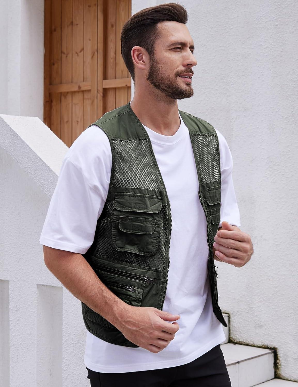 imageGihuo Mens Fishing Safari Vest with Pockets for Summer TravelArmy Green 02