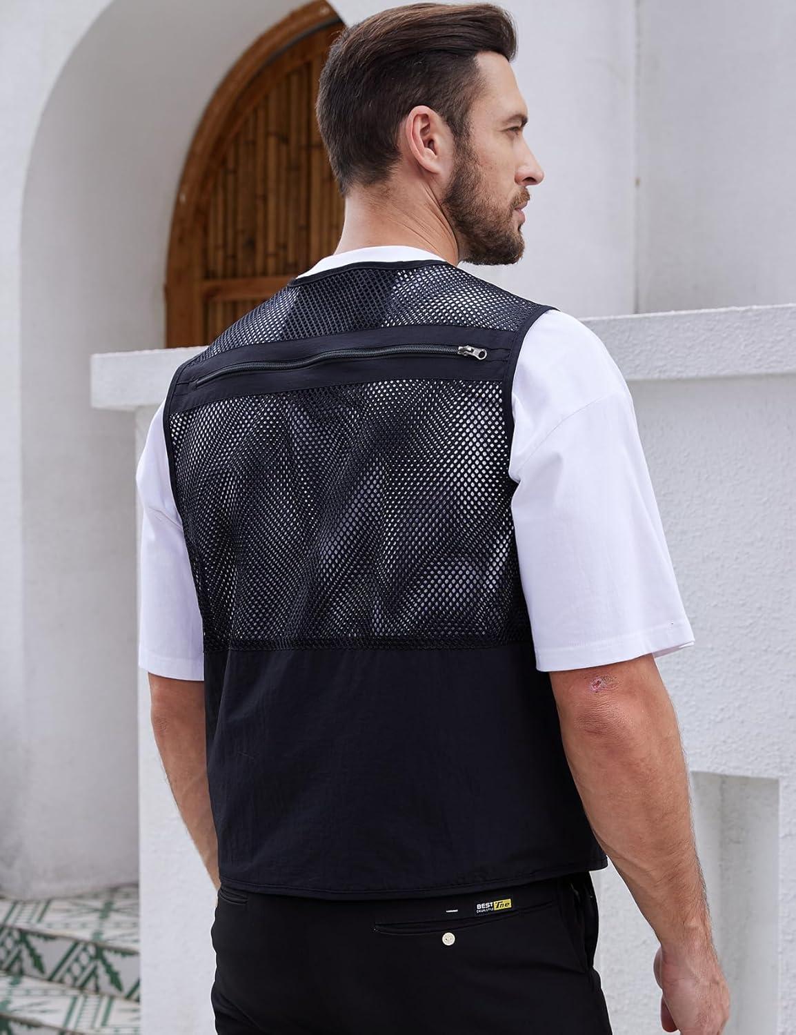 imageGihuo Mens Fishing Safari Vest with Pockets for Summer TravelBlack 03