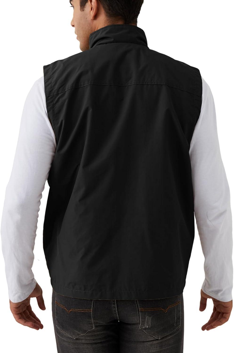 imageGihuo Mens Fishing Vest Utility Vest Casual Outdoor Quick Dry Safari Travel Golf Vest Work VestBlack