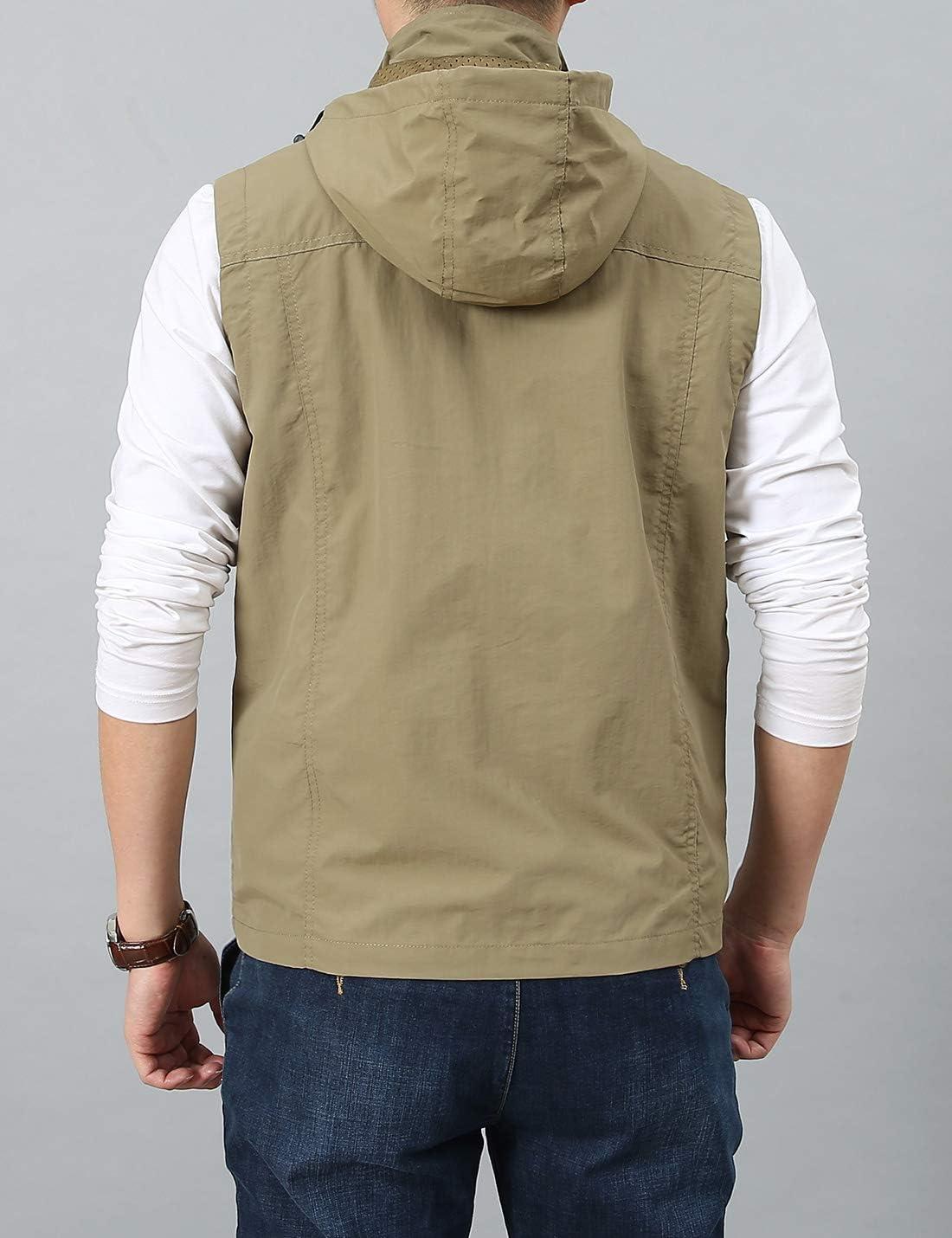 imageGihuo Mens Lightweight Softshell Sleeveless Golf Vest with Zipper Pockets for Travel Hiking Fishing Safari OutwearKhaki4