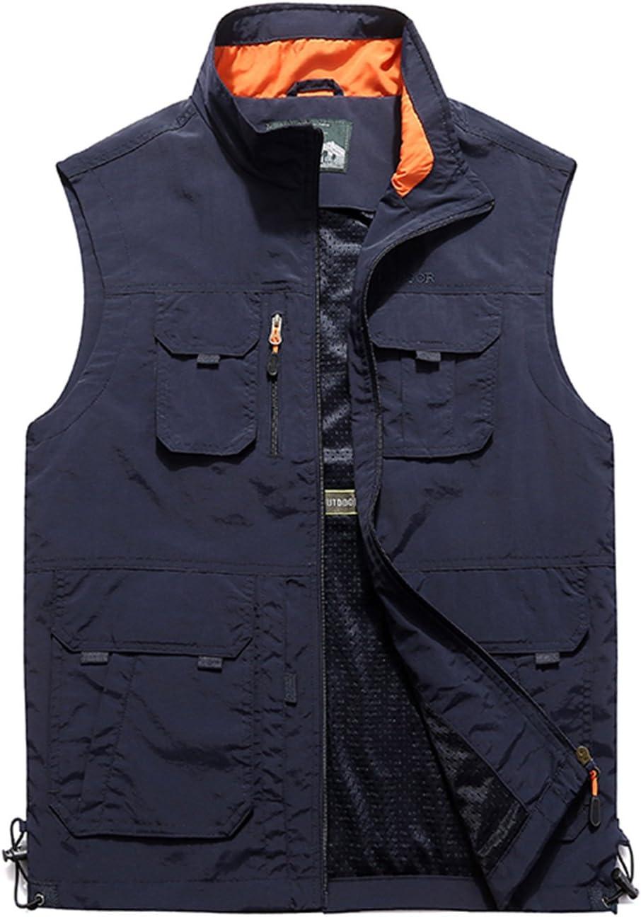 imageGihuo Mens Lightweight Softshell Sleeveless Golf Vest with Zipper Pockets for Travel Hiking Fishing Safari OutwearNavy3