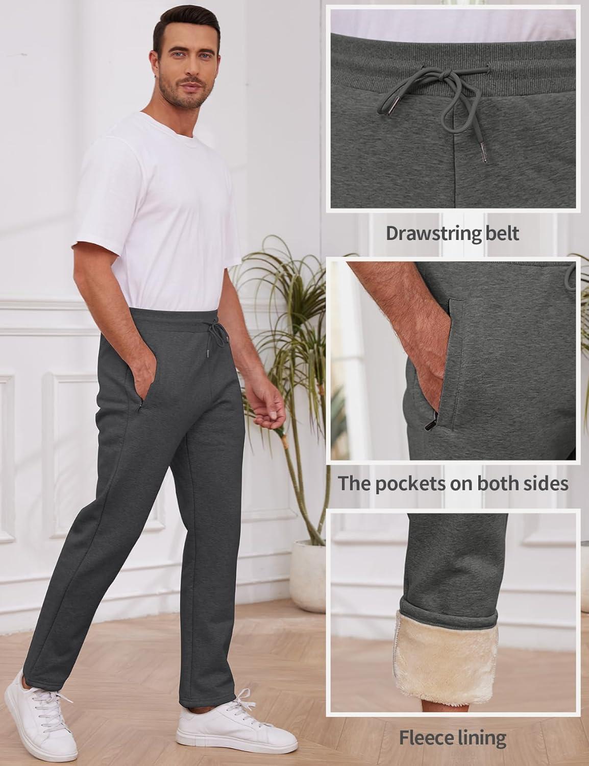 imageGihuo Mens Winter Warm Fleece Pants Sherpa Fleece Lined Jogger Pants Sweatpants2darkgrey Open Bottom