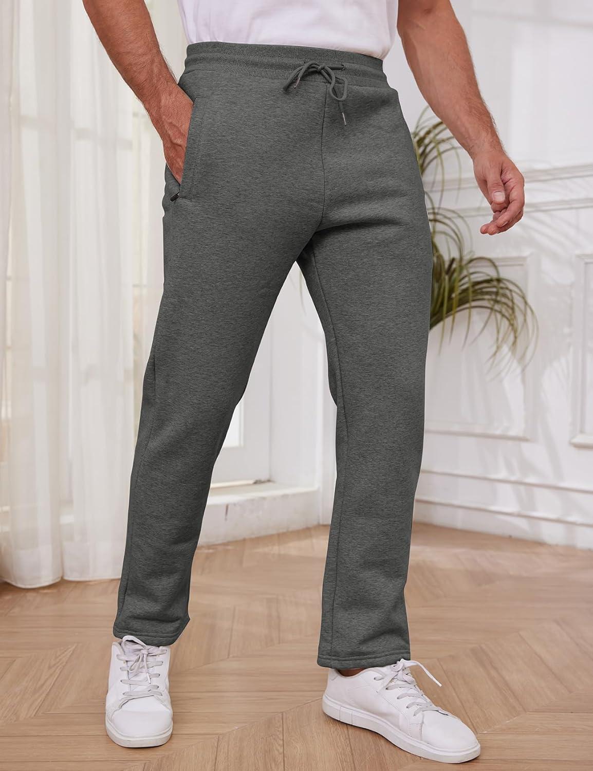 imageGihuo Mens Winter Warm Fleece Pants Sherpa Fleece Lined Jogger Pants Sweatpants2darkgrey Open Bottom