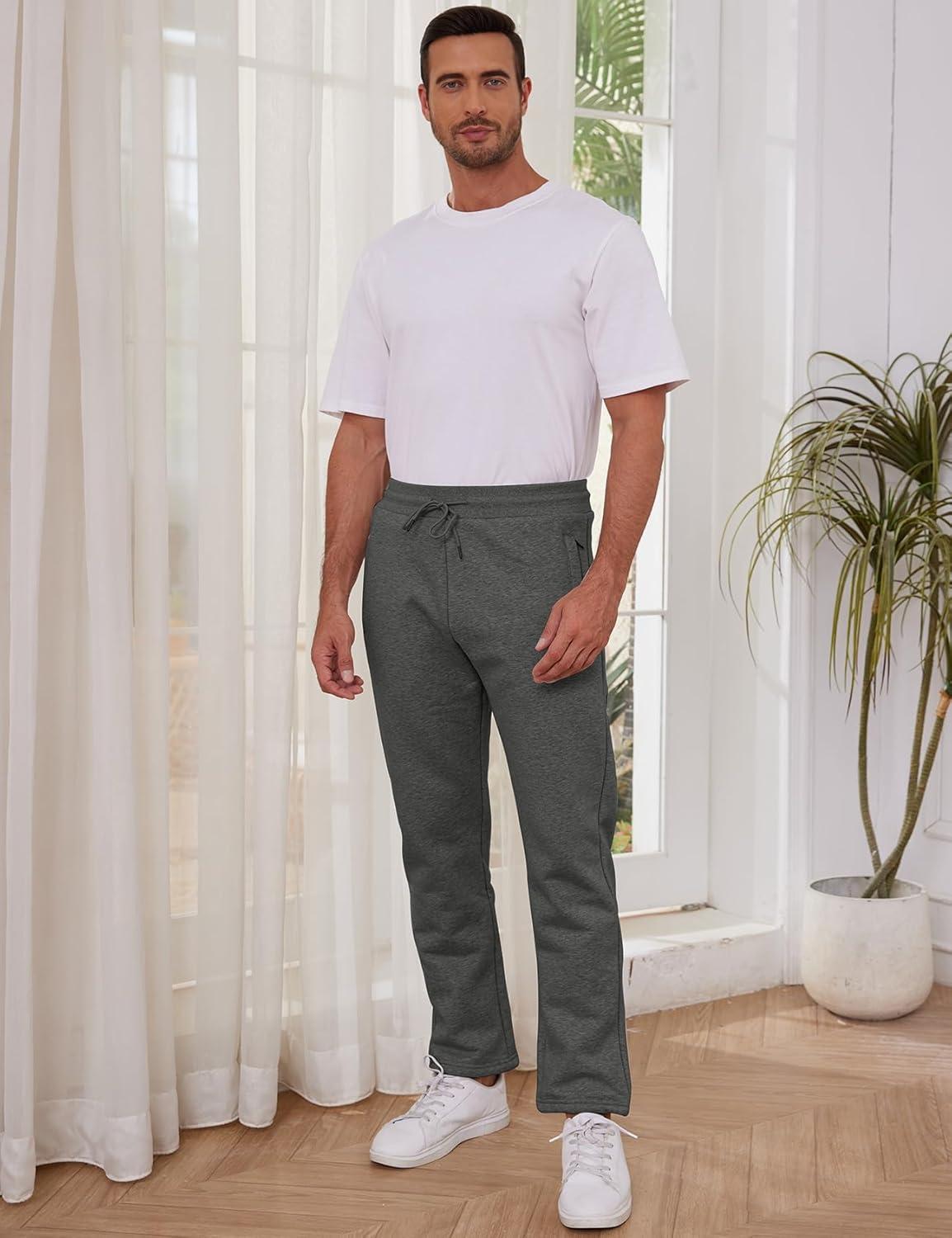 imageGihuo Mens Winter Warm Fleece Pants Sherpa Fleece Lined Jogger Pants Sweatpants2darkgrey Open Bottom